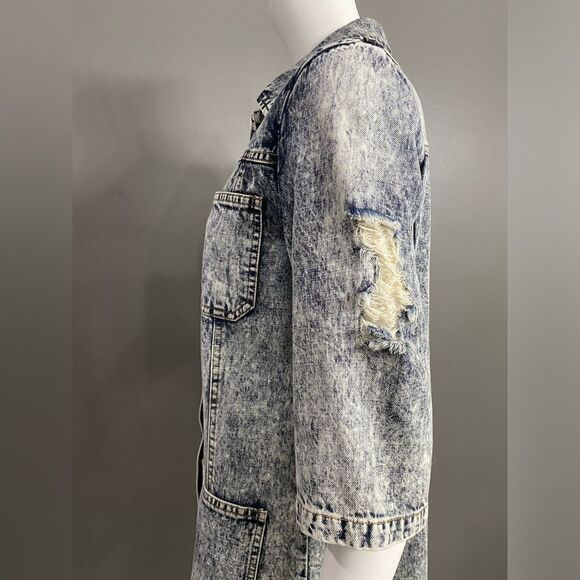 Mebon by Machine Jeans Button Up Denim Dress/ Blazer/ Duster/ Jacket Size Small - Picture 9 of 11